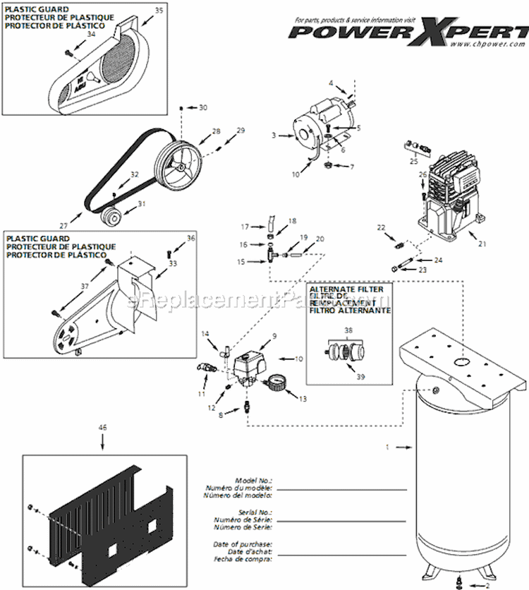 Page A Diagram and Parts List for VT627504 2004 Campbell Hausfeld Compressor